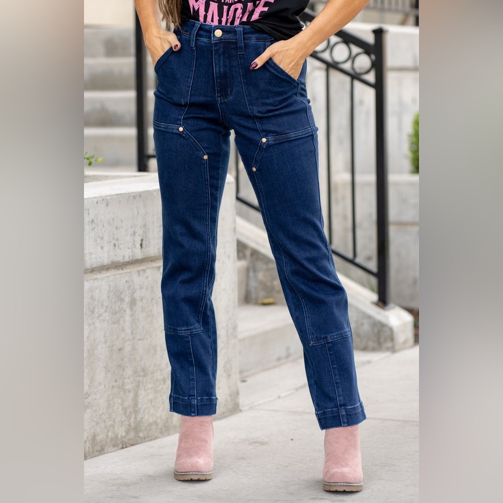 Judy Blue Vintage Horizon High Rise Work Wear Utility Straight Fit Jean NWT - Picture 3 of 17